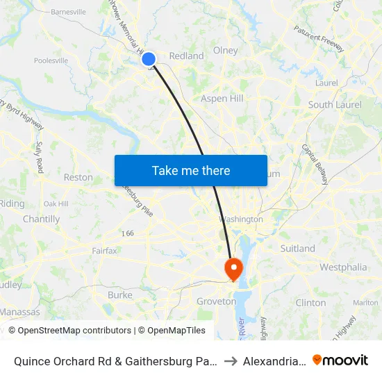 Quince Orchard Rd & Gaithersburg Park & Ride to Alexandria, VA map