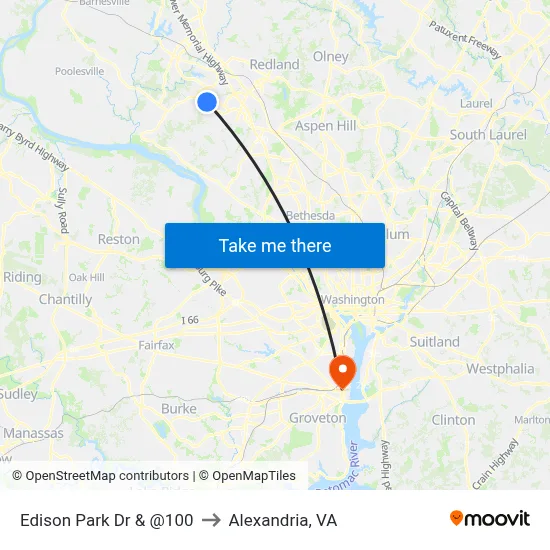Edison Park Dr & @100 to Alexandria, VA map