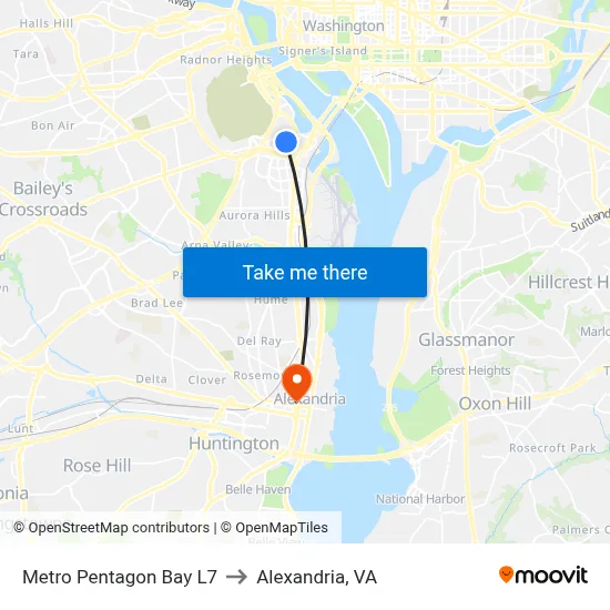 Metro Pentagon Bay L7 to Alexandria, VA map