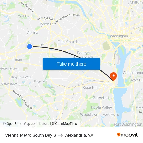 Vienna Metro South Bay S to Alexandria, VA map