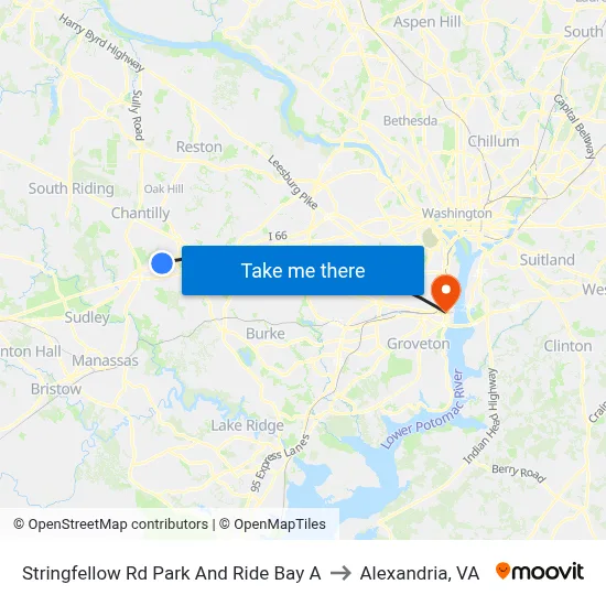 Stringfellow Rd Park And Ride Bay A to Alexandria, VA map