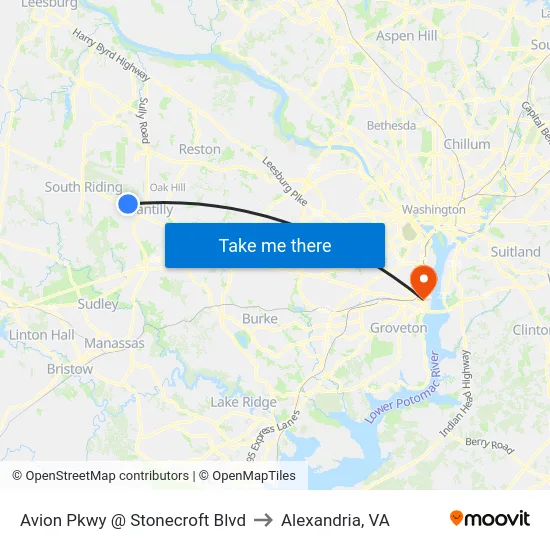 Avion Pkwy @ Stonecroft Blvd to Alexandria, VA map