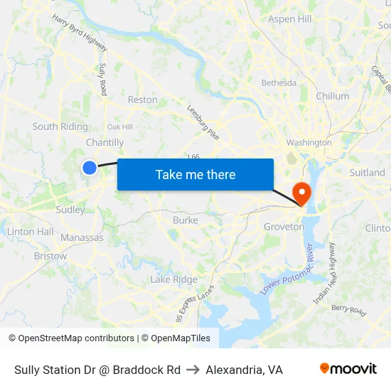Sully Station Dr @ Braddock Rd to Alexandria, VA map