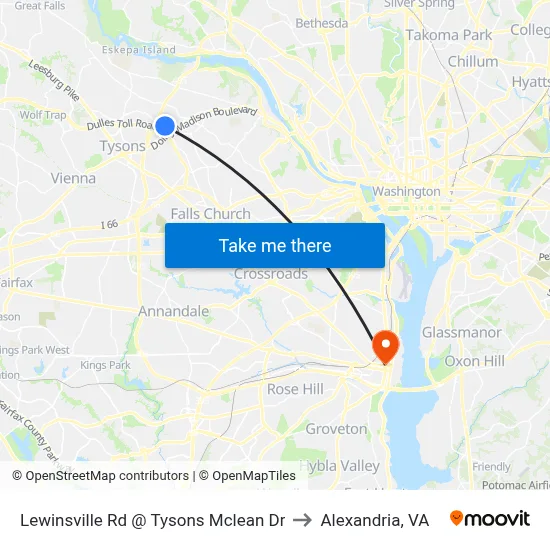 Lewinsville Rd @ Tysons Mclean Dr to Alexandria, VA map