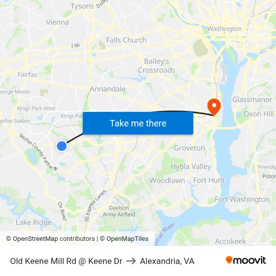 Old Keene Mill Rd @ Keene Dr to Alexandria, VA map