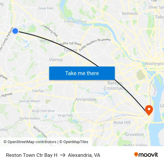 Reston Town Ctr Bay H to Alexandria, VA map
