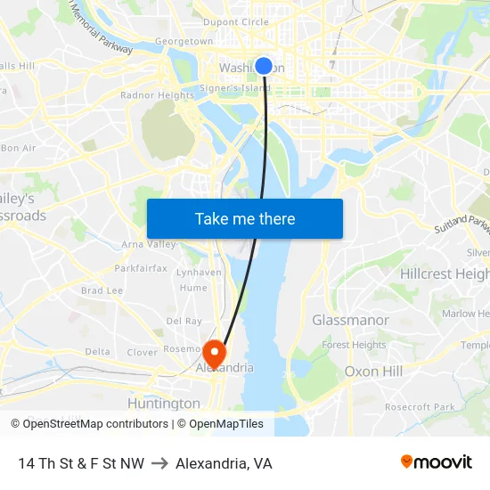 14 Th St & F St NW to Alexandria, VA map