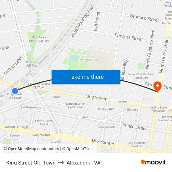King Street-Old Town to Alexandria, VA map