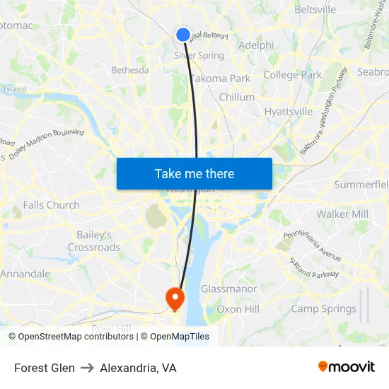 Forest Glen to Alexandria, VA map