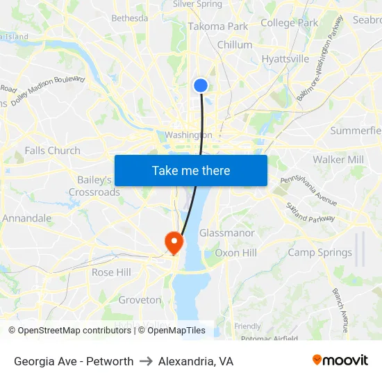 Georgia Ave - Petworth to Alexandria, VA map