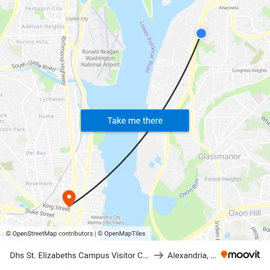 Dhs St. Elizabeths Campus Visitor Center to Alexandria, VA map