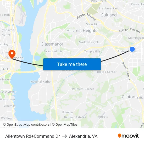 Allentown Rd+Command Dr to Alexandria, VA map