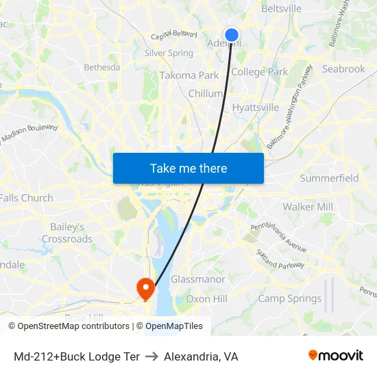 Md-212+Buck Lodge Ter to Alexandria, VA map