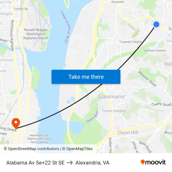 Alabama Av Se+22 St SE to Alexandria, VA map