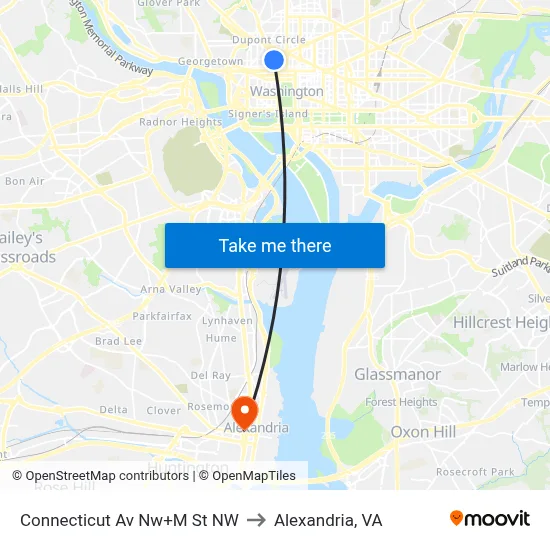 Connecticut Av Nw+M St NW to Alexandria, VA map