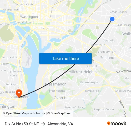 Dix St Ne+59 St NE to Alexandria, VA map