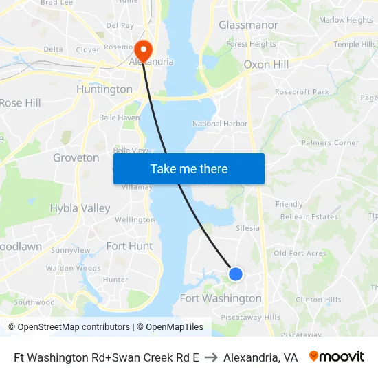 Ft Washington Rd+Swan Creek Rd E to Alexandria, VA map
