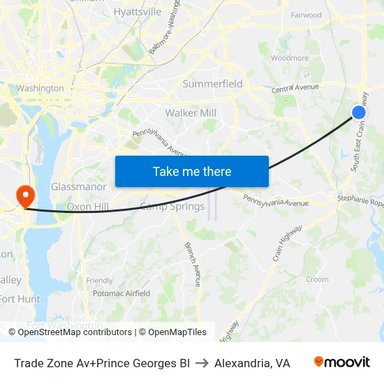 Trade Zone Av+Prince Georges Bl to Alexandria, VA map