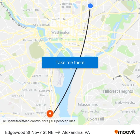 Edgewood St Ne+7 St NE to Alexandria, VA map