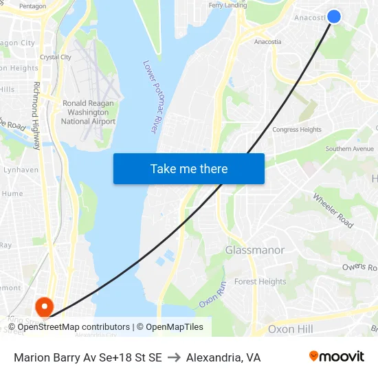 Marion Barry Av Se+18 St SE to Alexandria, VA map