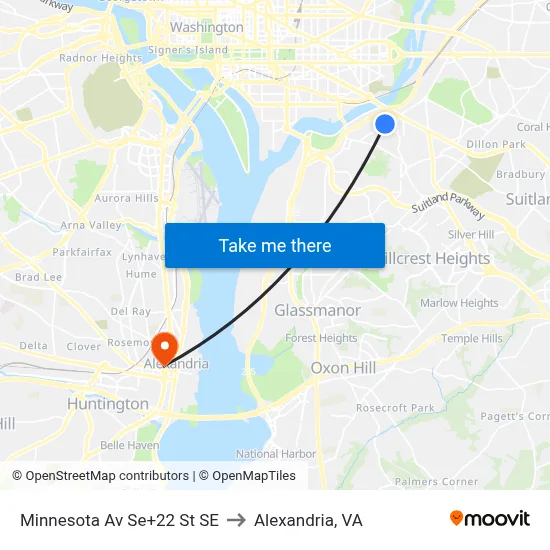 Minnesota Av Se+22 St SE to Alexandria, VA map