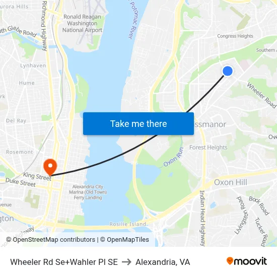 Wheeler Rd Se+Wahler Pl SE to Alexandria, VA map