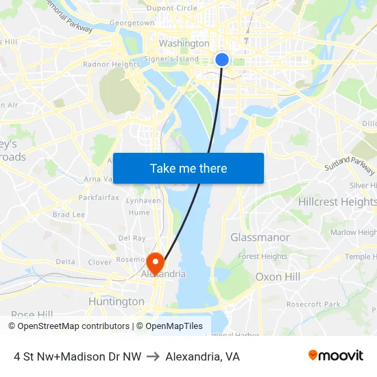 4 St Nw+Madison Dr NW to Alexandria, VA map