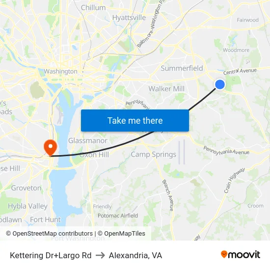 Kettering Dr+Largo Rd to Alexandria, VA map