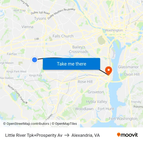 Little River Tpk+Prosperity Av to Alexandria, VA map