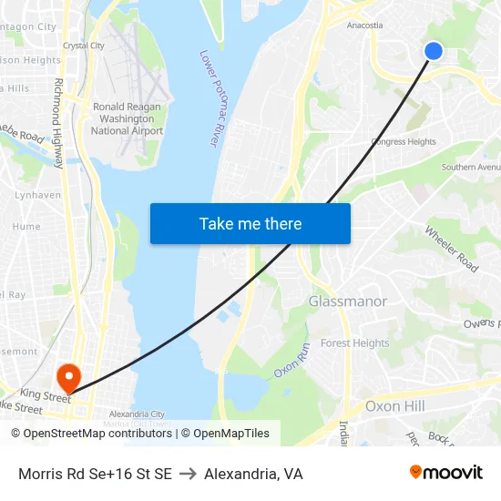 Morris Rd Se+16 St SE to Alexandria, VA map