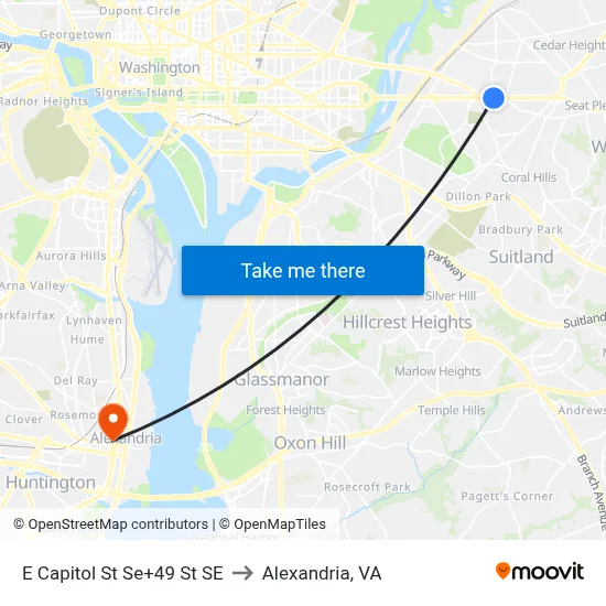 E Capitol St Se+49 St SE to Alexandria, VA map