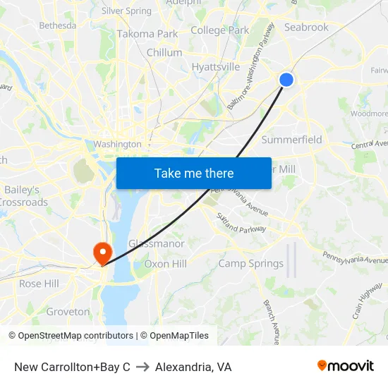 New Carrollton+Bay C to Alexandria, VA map
