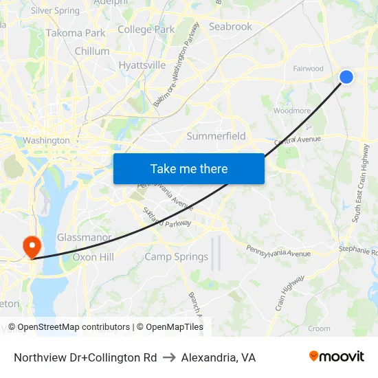 Northview Dr+Collington Rd to Alexandria, VA map