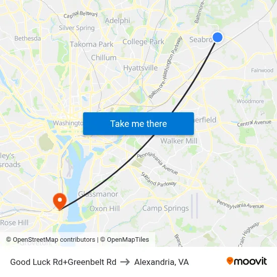 Good Luck Rd+Greenbelt Rd to Alexandria, VA map