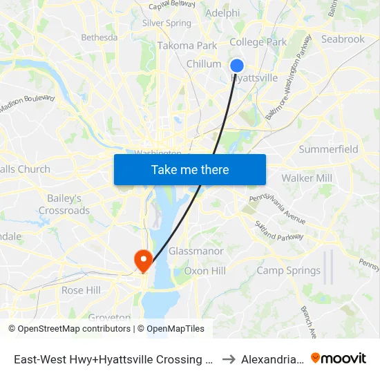 East-West Hwy+Hyattsville Crossing Entrance to Alexandria, VA map