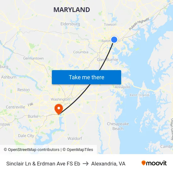 Sinclair Ln & Erdman Ave FS Eb to Alexandria, VA map