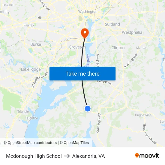 Mcdonough High School to Alexandria, VA map