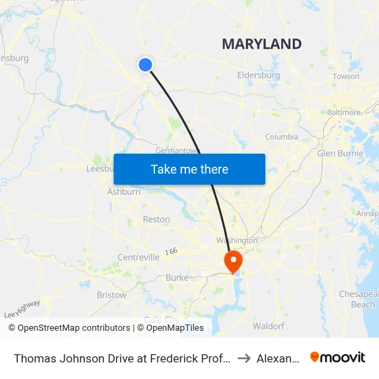 Thomas Johnson Drive at Frederick Professional Group (61 Tj Dr.) to Alexandria, VA map