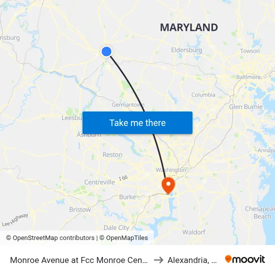 Monroe Avenue at Fcc Monroe Center to Alexandria, VA map