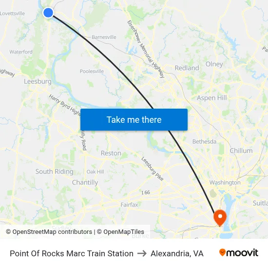 Point Of Rocks Marc Train Station to Alexandria, VA map