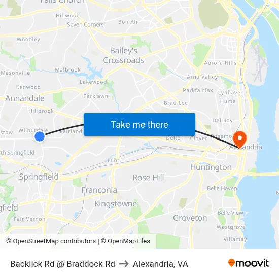 Backlick Rd @ Braddock Rd to Alexandria, VA map