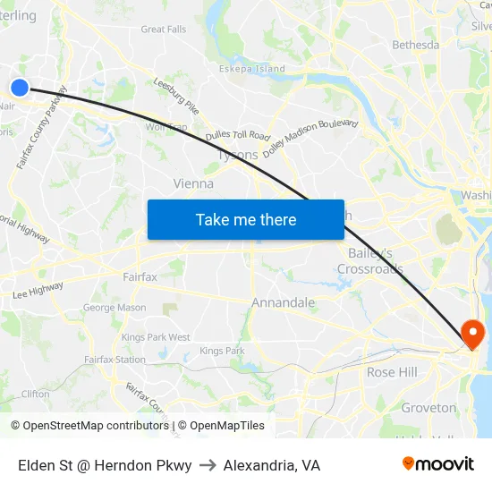Elden St @ Herndon Pkwy to Alexandria, VA map