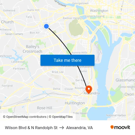 Wilson Blvd & N Randolph St to Alexandria, VA map