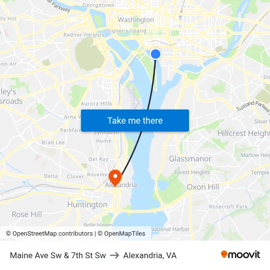 Maine Ave Sw  & 7th St Sw to Alexandria, VA map
