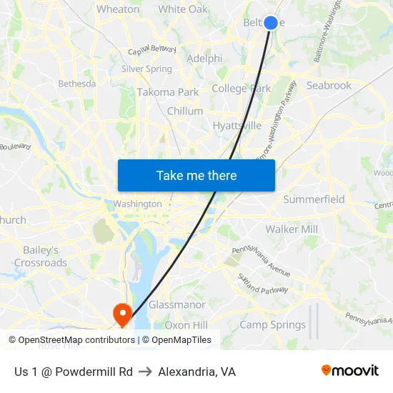 Us 1 @ Powdermill Rd to Alexandria, VA map