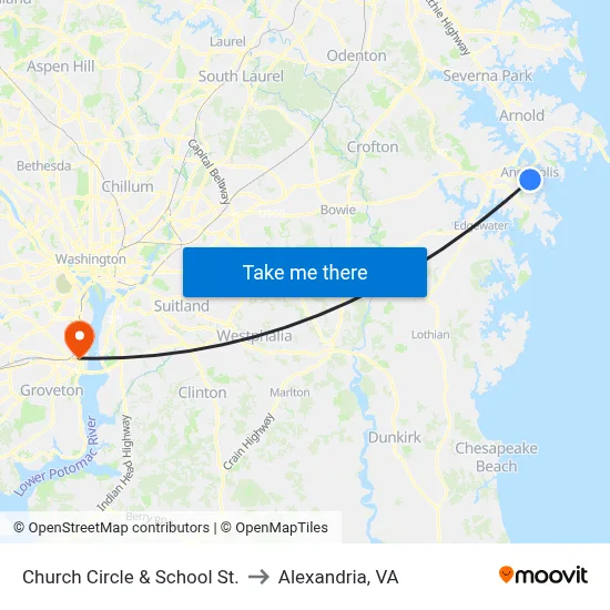 Church Circle & School St. to Alexandria, VA map