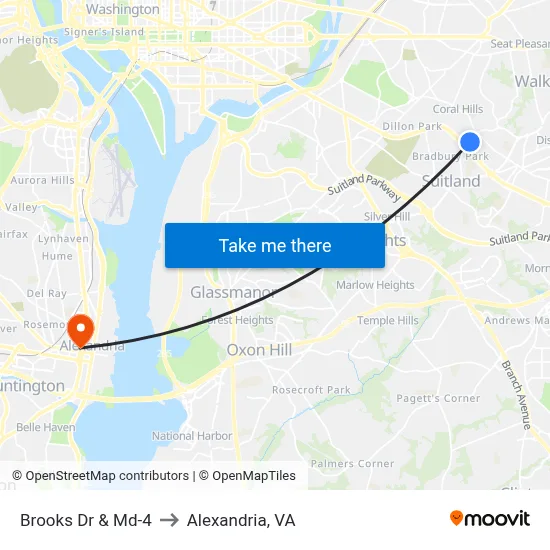 Brooks Dr & Md-4 to Alexandria, VA map