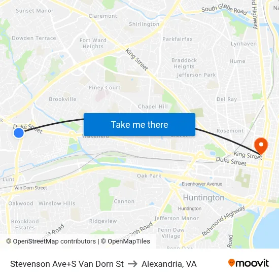 Stevenson Ave+S Van Dorn St to Alexandria, VA map