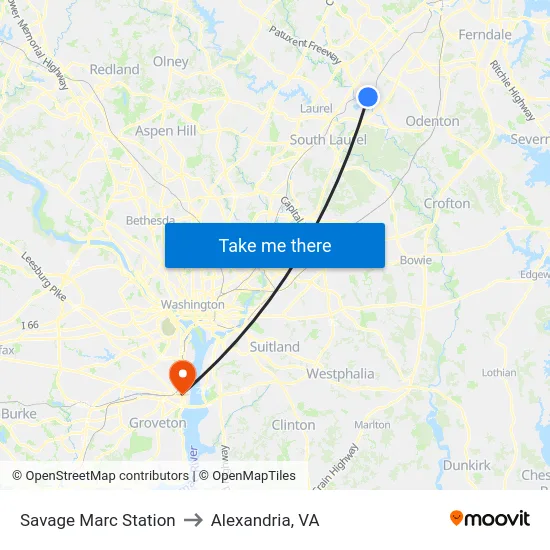 Savage Marc Station to Alexandria, VA map