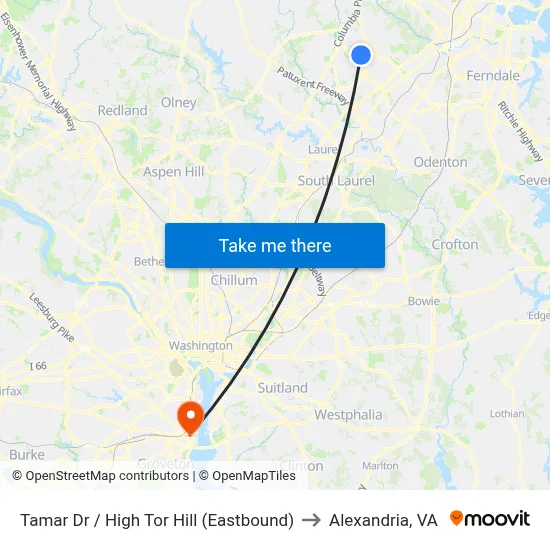 Tamar Dr / High Tor Hill (Eastbound) to Alexandria, VA map